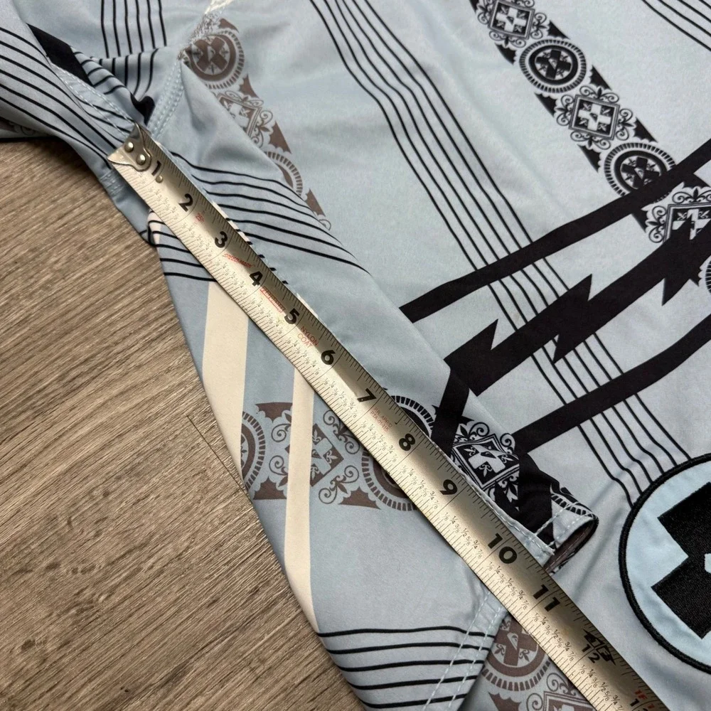 Vtg Y2K‎ Quiksilver Men Board Shorts Surf Blue Graphic Print Swim Trunks Size 36
